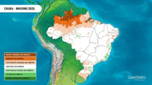 Mapa de Chuvas previstas para o inverno de 2025